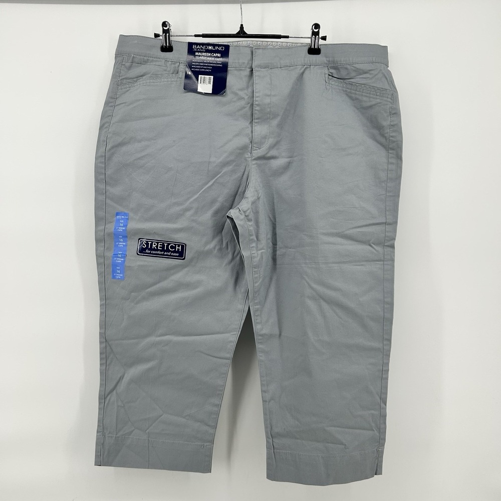 Bandolino Maureen Capri‎ Pants Womens 16 Gray Stretch Chino Casual Minimal